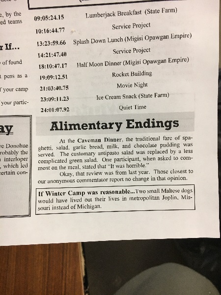 It is Winter Camp Universe Policy to not label pictures in our galleries